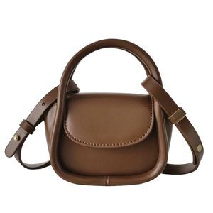 Mini Small Brown Cute Trendy Vegan Leather Crossbody Purse Bag With :D